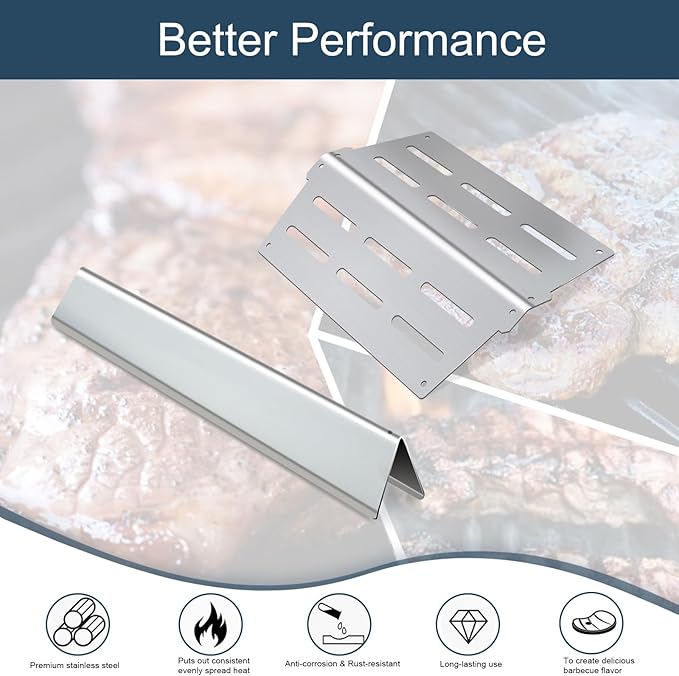 17.5" Flavorizer Bars and 13.26" Heat Deflectors for Weber Genesis 300 Series Grills with Front Control Knob, Genesis S310 S320 S330 E310 E320 E330,for Weber 7620 7621