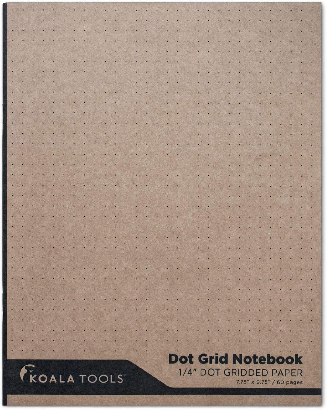 KOALA TOOLS | Large Bullet Notepad - Multi-Use Dot Grid Sketchbook (3 pack) | 7.75" x 9.75", 60 pp. - Durable Kraft Cover with 1/4" Dotted Grid