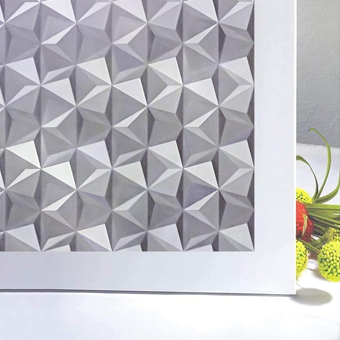 Niviy 3D No Glue Static Cling Window Films Privacy Cut Glass Window Sticker for Bathroom Office Kitchen Window Decor 23.6"x 118", Frosted