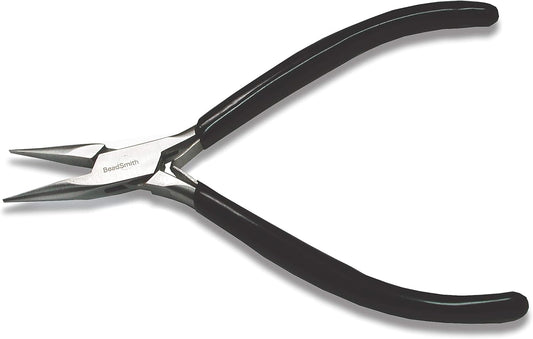 The Beadsmith Chain Nose Pliers – Extra Fine Tips – 4.5 inches (114mm) – PVC Grip Handle with Double Leaf Springs – Jewelry Making Tool for Creating Bracelets, Earrings and Necklaces