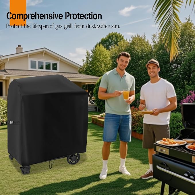 Grill Cover for Weber Searwood 600 XL Pellet Grill, Heavy-Duty 600D Griddle Cover Waterproof BBQ Grill Cover - 51" L×24" W×43" H, Black