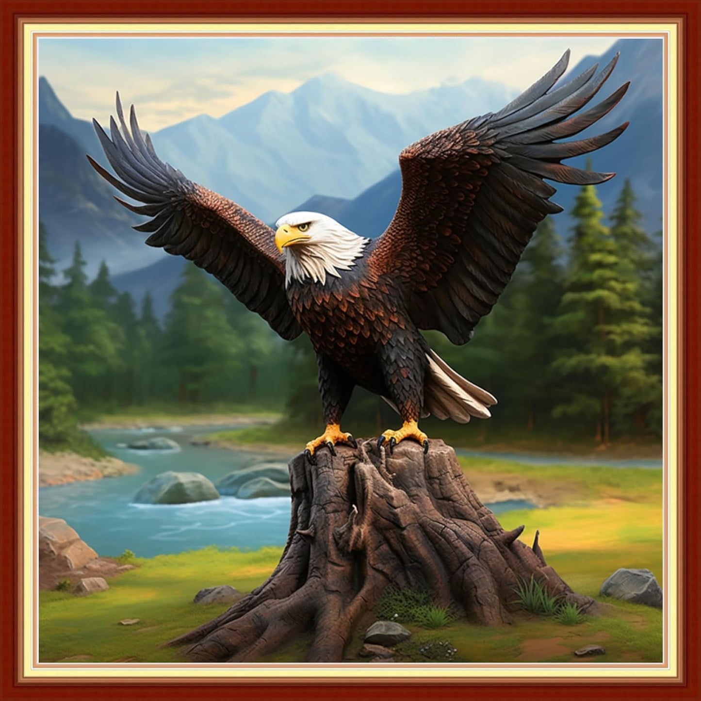 Magxvouy Cross Stitch Kits Stamped Full Range of Embroidery Kits,Cross Stitch Patterns Needlework Kits for Beginners 11CT Printed Kits&Eagle Landscape 18x18 inch