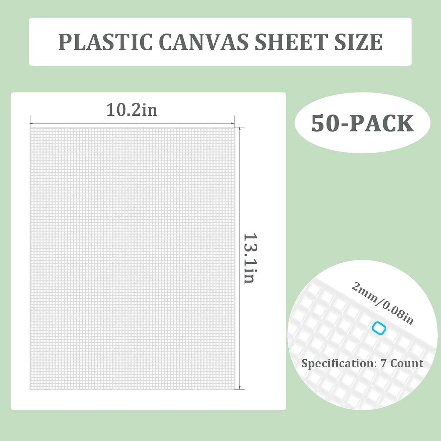 APOCHON 50 Pieces 7 Count Plastic Mesh Canvas Sheets, 10.2 x 13.1 Inch, White, Plastic