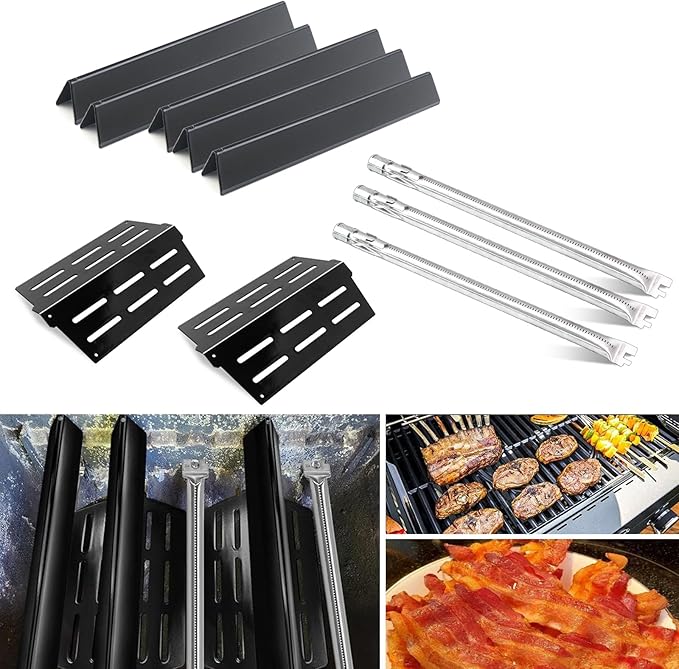 Flavorizer Bars,Heat Deflectors and Grill Burner for Weber Genesis 300 Series Grills with Front Control Knob, Genesis S310 S320 S330 E310 E320 E330 (7620 * 5+7622 * 2+62752 * 3, Porcelain Steel)
