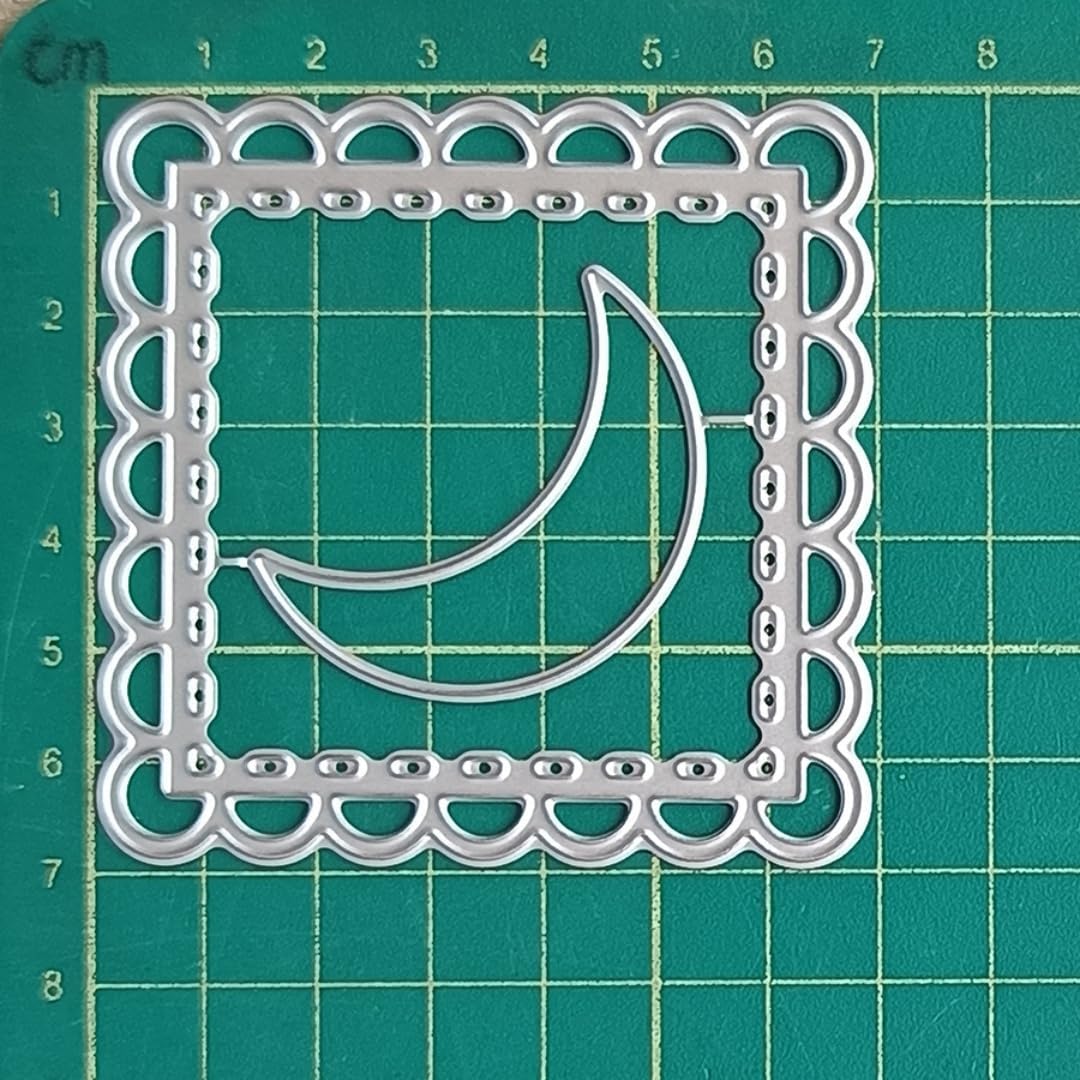 Cutting Dies Metal Stencils Scrapbooking Tools DIY Embossing Template for Paper Card Making Album Arts Crafts Supplies (Moon Frame-6.9x6.9cm)