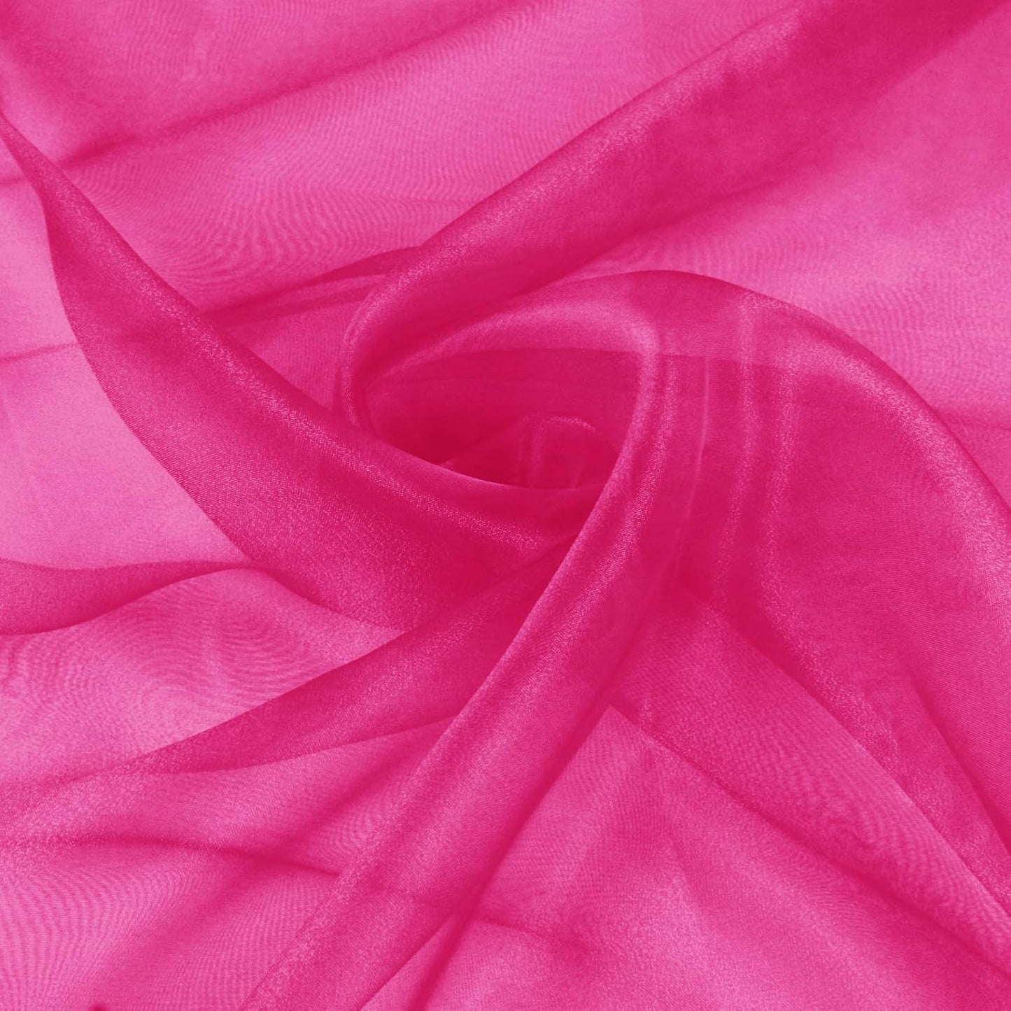VACVELT Sheer Organza Fabric by The Yard, 60 Inch Wide Hot Pink Organza Fabric Bolt Bridal Sheer Tulle Fabric, Silk Organza Fabric Roll for Wedding Party Decorations Backdrop Curtain (1 Yard)