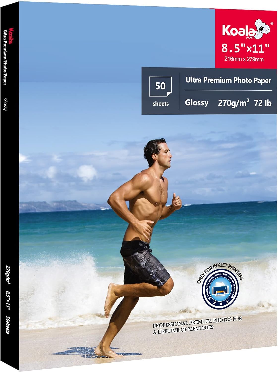 Koala Ultra Premium Photo Paper 8.5x11 In Glossy Photo Printer Paper for Inkjet Printer Water Resistant 50 Sheets 72lb