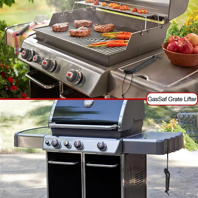 GasSaf 19.5" Grill Grates and Cooking Grate Lifter for Weber Genesis 300, Replacement Parts for Genesis E310 E320 E330 EP310 EP320 EP330 S310 S320 S330 Grills, Cast Iron BBQ Parts for Weber 7524 7528