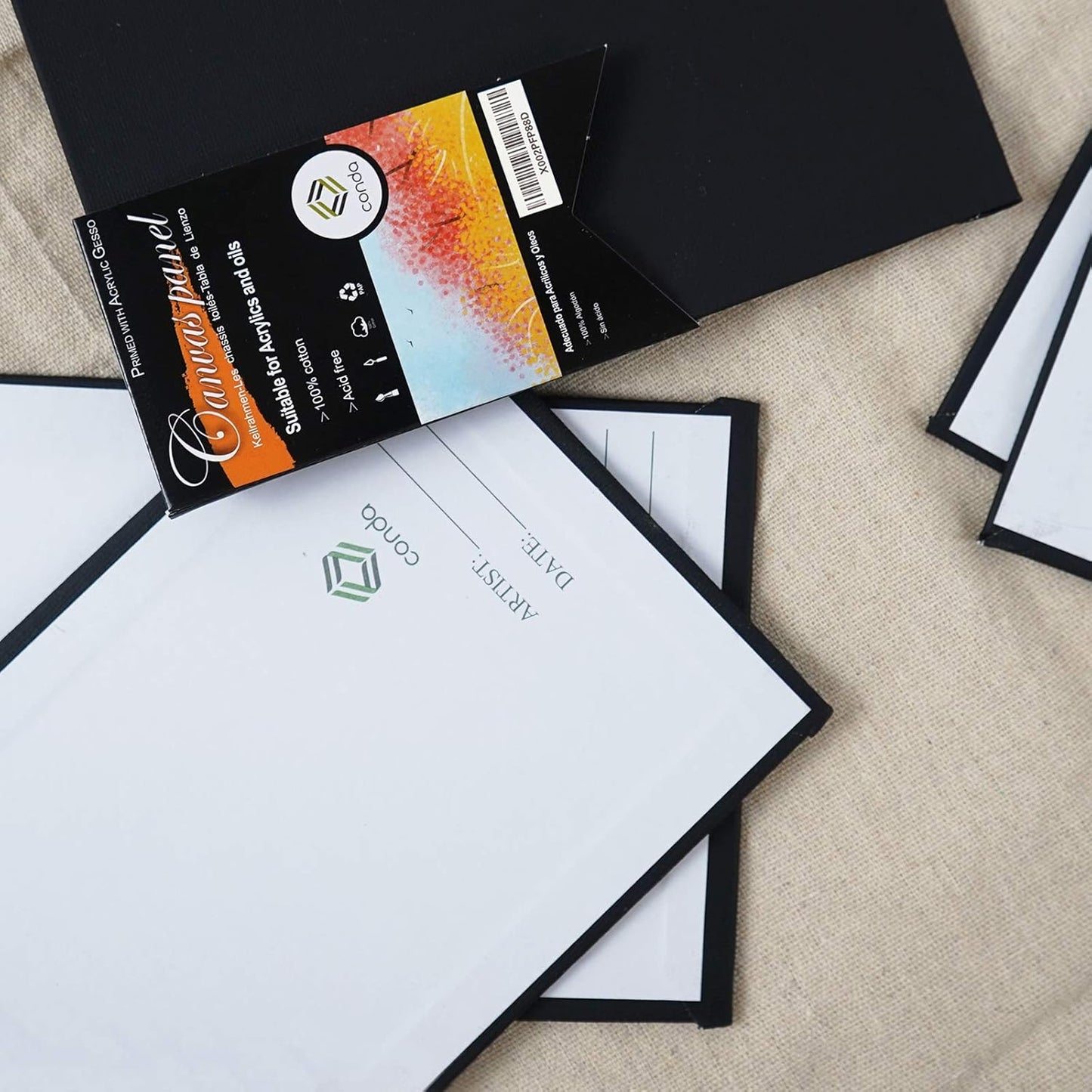 CONDA Black Canvases for Painting 9x12 inch, Pack of 14, 100% Cotton Acid-Free, 8 oz Gesso-Primed, Canvas Panels, Art Boards for Oil & Acrylic Painting