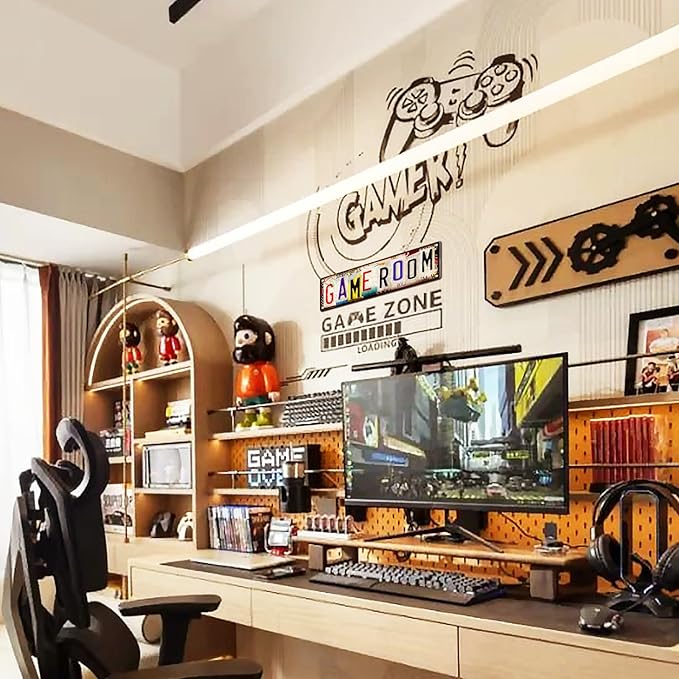 Gaming Accessories Room Decor – Cool Gamer Gifts for Men, Teens, and Boys Ages 8 –12– Funny Game Room Sign Desk Accessories Wall Art