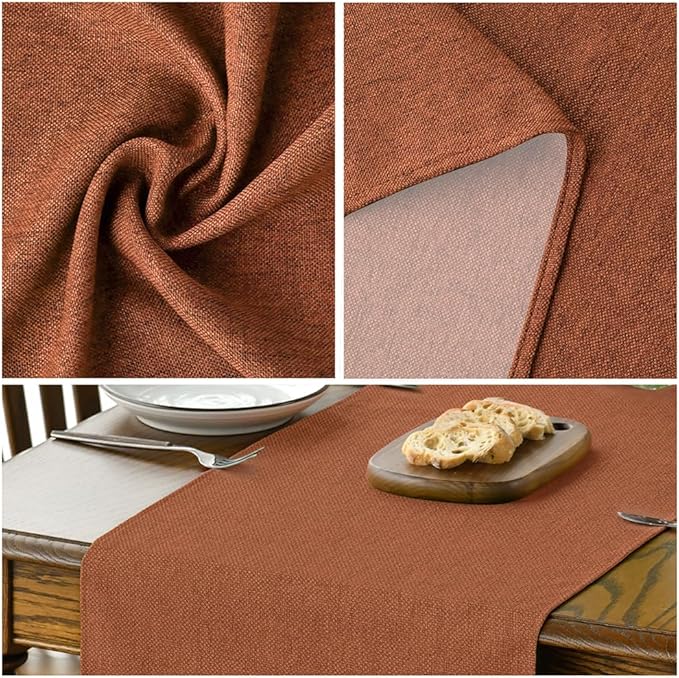 Artoid Mode Rusty Orange Table Runner, Seasonal Fall Thanksgiving Washable Kitchen Dining Table Decoration for Home Party Decor 13x48 Inch