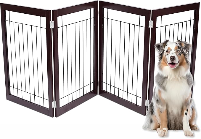 Internet's Best Traditional Wire Dog Gate - 4 Panel - 30" Tall - Espresso