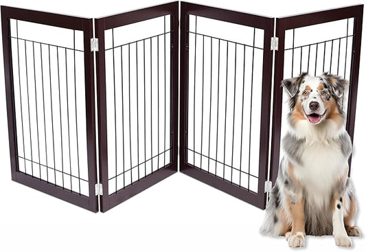 Internet's Best Traditional Wire Dog Gate - 4 Panel - 30" Tall - Espresso