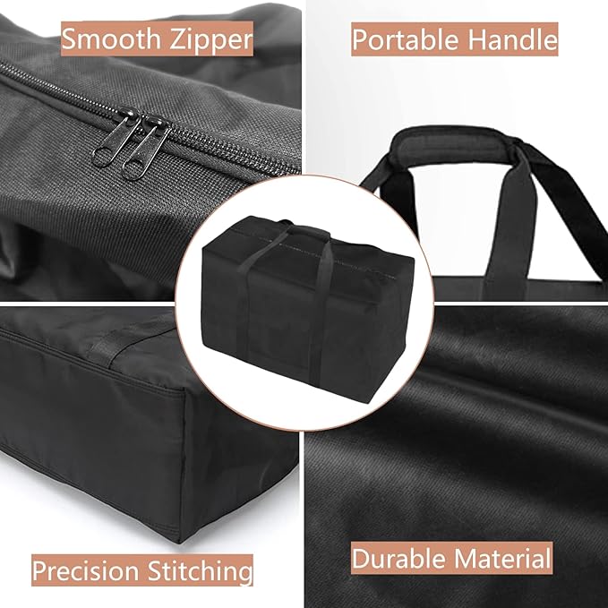 Portable Grill Bag for VIVOHOME Oval Cast Iron Grill Outdoor Portable Gas Charcoal Grill Tabletop Skillet Heavy Duty Bag Waterproof - 18" L×9" W×9" H