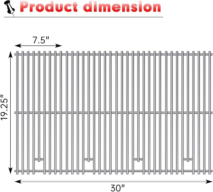 9MM 16517 Grill Grates Replacement for Bull Grill Replacement Parts, BBQ Bull Angus 4 Burner 47628 47629, Steer Premium 69008, Lonestar 87049, Bull Outlaw 26038 26039, Stainless Steel Grids