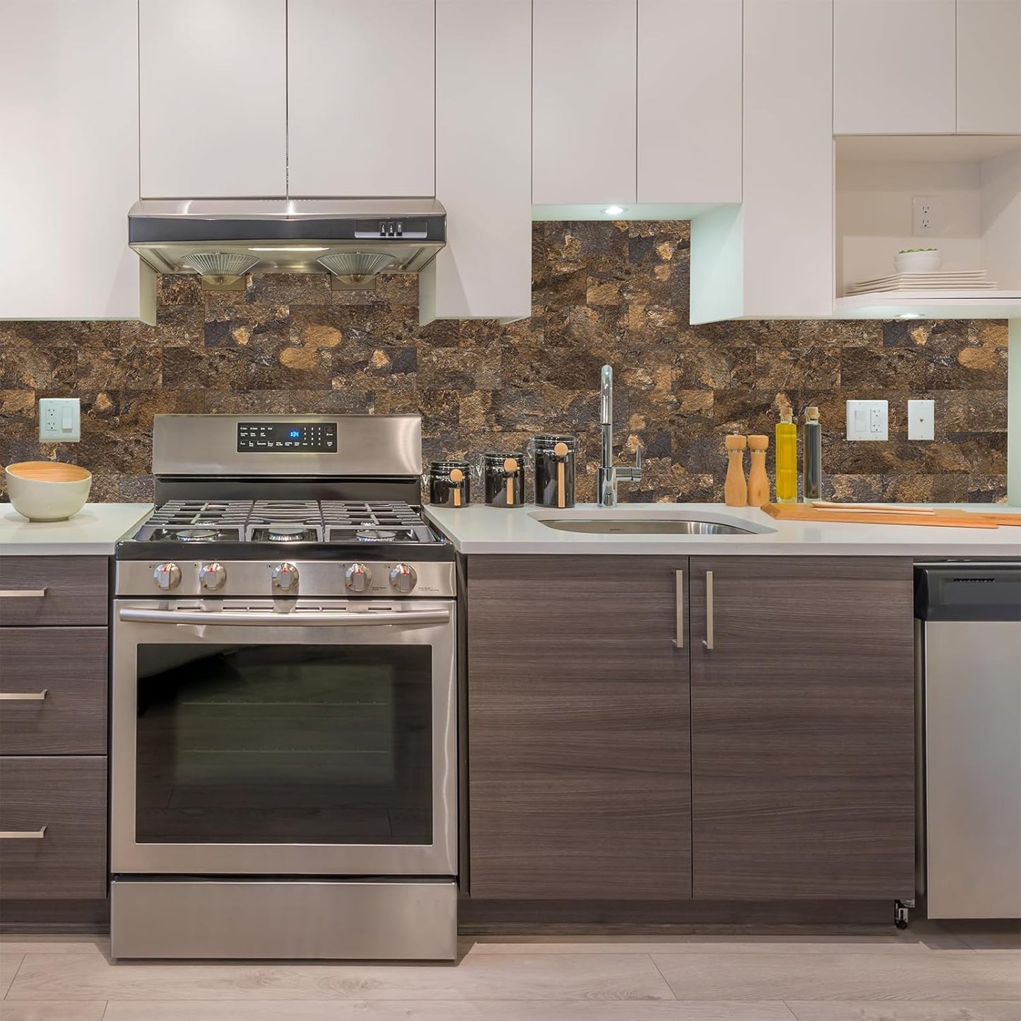 100 Pieces Peel and Stick Backsplash for Kitchen, 3" x 6" PVC Subway Tile 2025 Upgraded Rust Slate Backsplash Stick on Tile Elevate Kitchen, Bathroom, Fireplace,RV