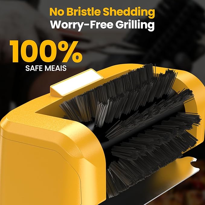 Grill Brush - 4000mAh Electric Grill Brush for Outdoor Grill with Dual-Speed Motor, No Bristle Shedding BBQ Brush Cleaner, Dishwasher-Safe, 90 Mins Working Time with LED Light, As a Ideal Gift