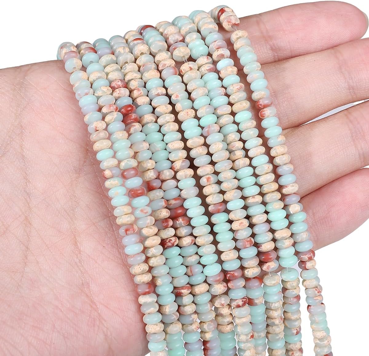 Natural Shoushan Disk Stone Beads 4x2mm 160pcs Rondelle Loose Semi Gemstone Beads for Jewelry Making Design
