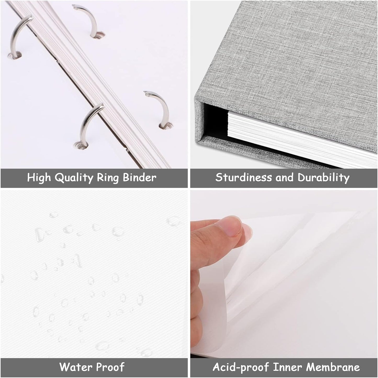 Zesthouse 18 In Photo Album Self Adhesive with Picture Display Window, 3-Ring Scrapbook Albums 60 Pages Holds 10x12 8x10 5x7 4x6 Photos, DIY Photo Book Ideal Gift for Family Wedding Baby