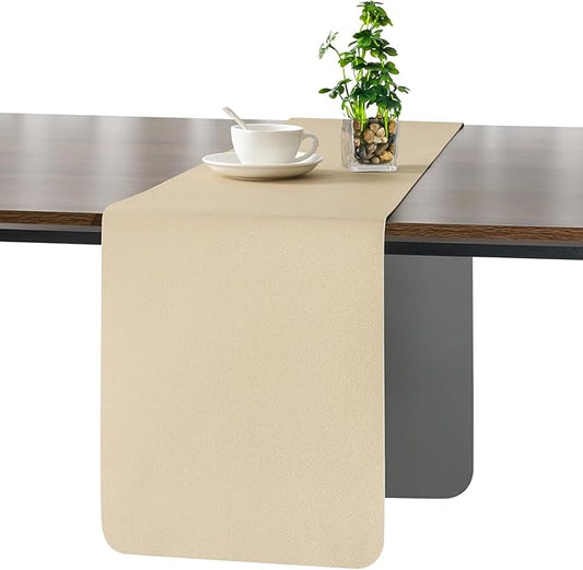 Myir JUN Table Runner Double Sided Vinyl Runner Table 72 Inch Long Runner for Table Washable Waterproof Non-Slip for Home Decorations Gray Wheat,12 x 72 inch