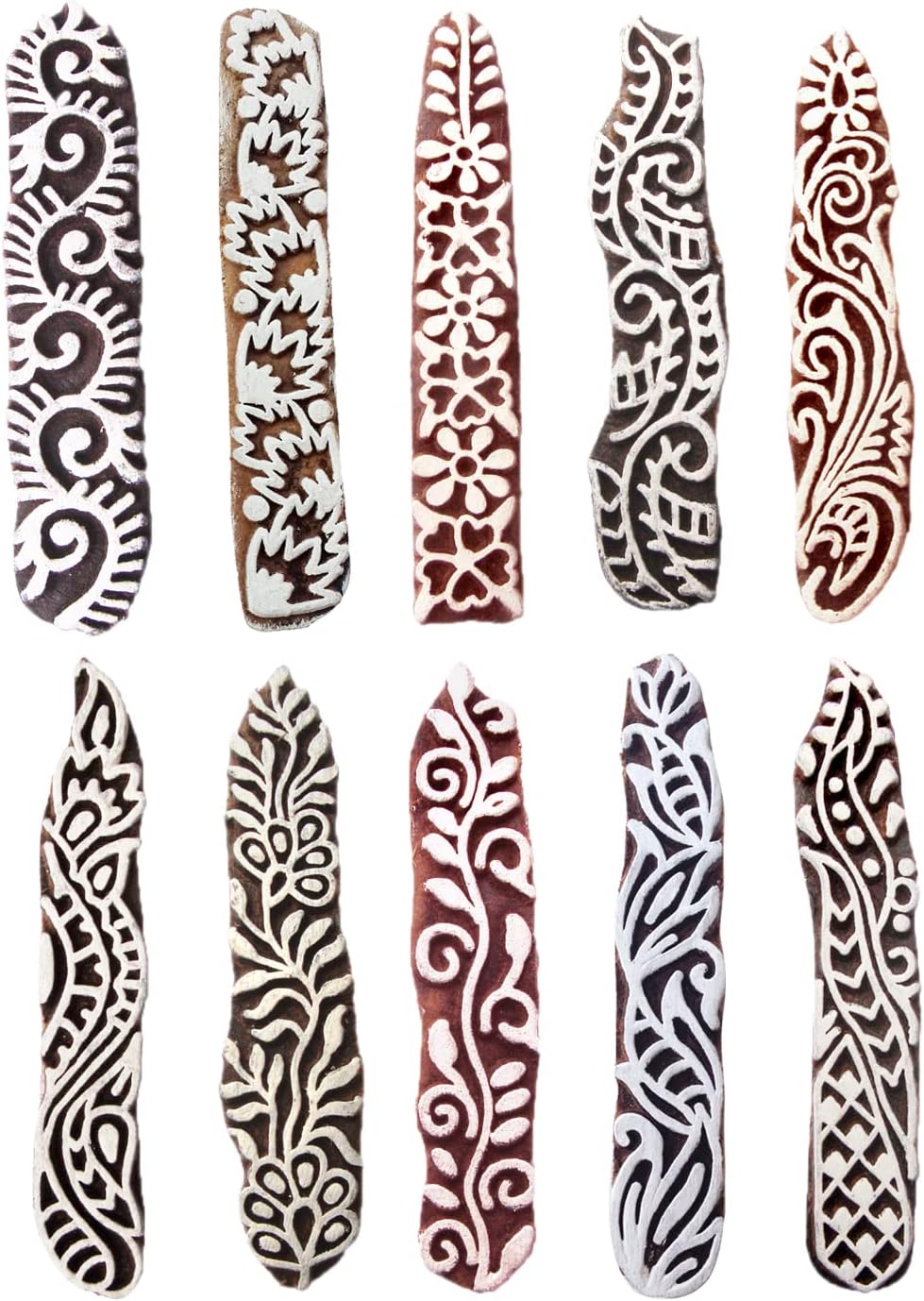 Clay Printing Stamps Urban Border Design Wood Blocks (Set of 10) Htag2157