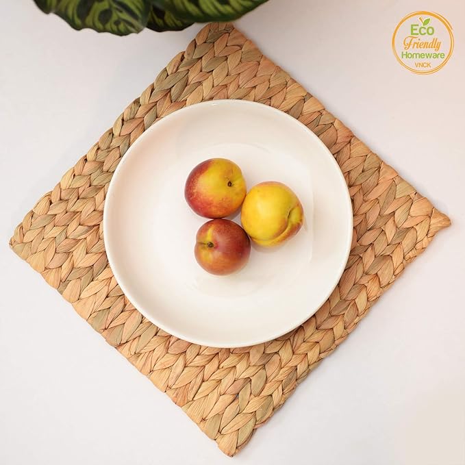 Boho Place Mats Set of 4, Square Table Mats Set of 4, Woven Placemats for Round Table, Chargers for Dinner Plates, Woven Chargers, Home Plate Mat, Outdoor Placemats, Manteles Individuales De Mesa