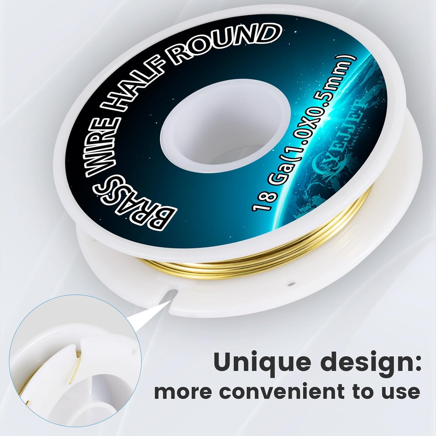 18 Gauge Brass Wire Half Round 1.02x0.51mm - 3.0 oz 75 Feet Jewelry Making, DIY Craft Metal Wire