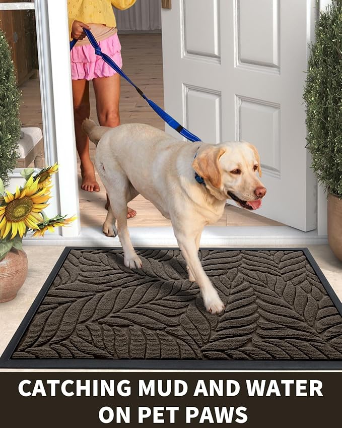 Yimobra 36x24 Large Door Mat Outdoor Indoor, All-Season Waterproof Door Mat Outside Entrance, All-Weather Non-Slip Outside Doormat for Garage Patio Entryway, Brown