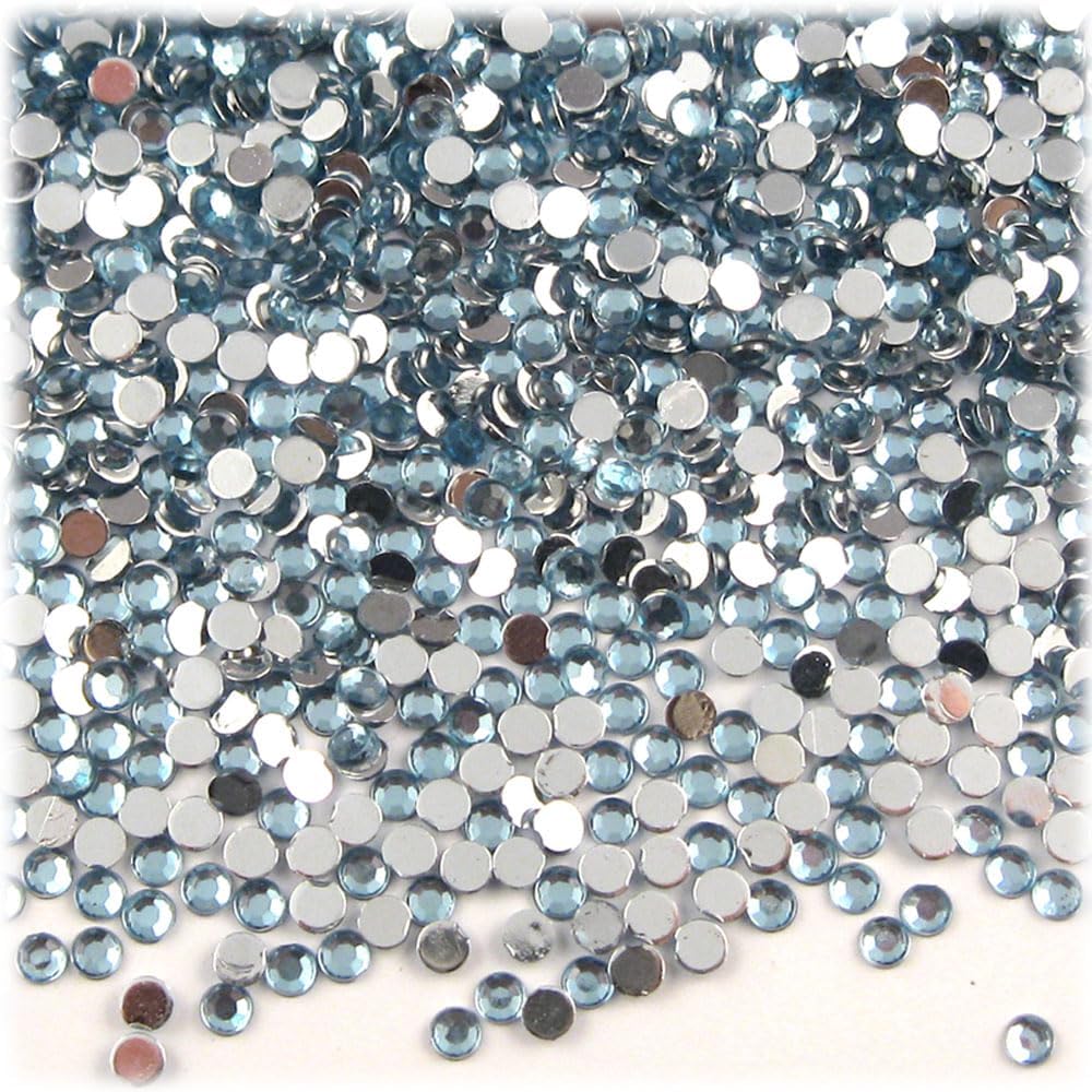 The Crafts Outlet 1,440pc Rhinestones Round 3mm (10ss) Flatback Light Blue LBL