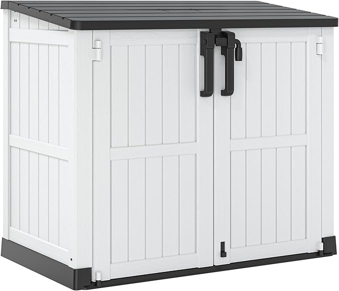LHBcraft Outdoor Storage Cabinet 36 Cu Ft with Lockable Doors, Portable Horizontal Storage Shed, Resin Outdoor Storage Box Waterproof for Patio-Easy to Assemble