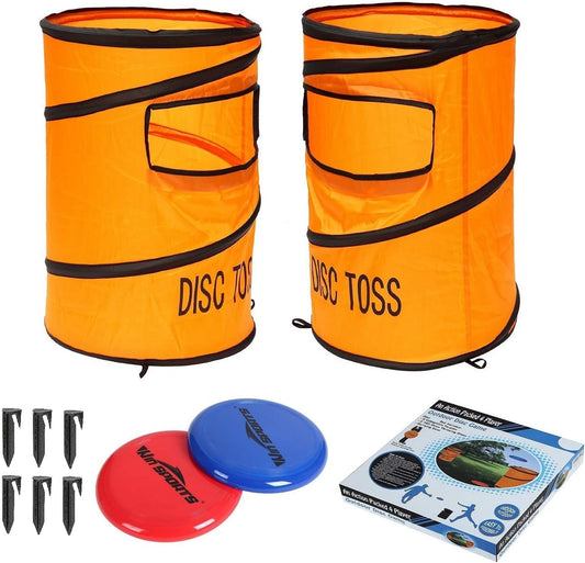 Folding Disc Toss Game Set - Flying Disc Toss Dunk Game Set - Includes 2 Disc Targets with Bean Bag & 2 Flying Discs & Carrying Case - Great for Backyard,BBQs,Tailgating