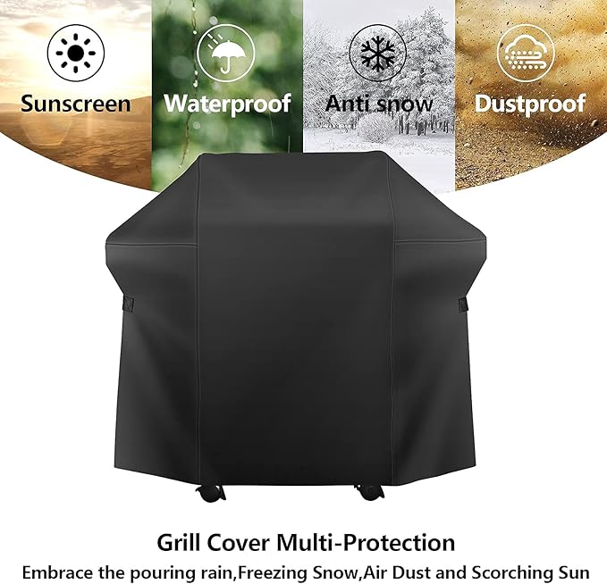 52 Inch 3 Burner Grill Cover, Fits for Weber Spirit 300, Weber Genesis Sliver, Char Broil, Nexgrill, Brinkmann, Blue Rhino, Dyna Glo Grills. All Weather Barbecue Cover.