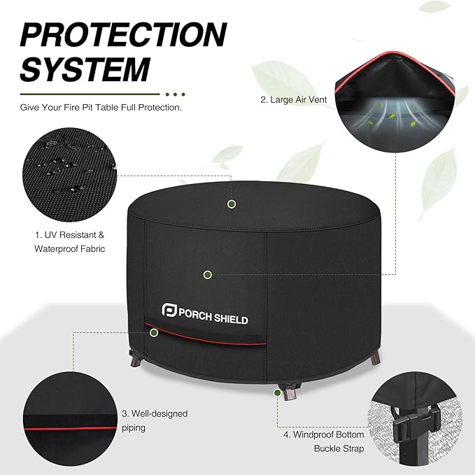 Porch Shield Round Patio Fire Pit Cover Fade Resistant Waterproof Outdoor Firepit Cover 28 inch for Small Fire Bowl