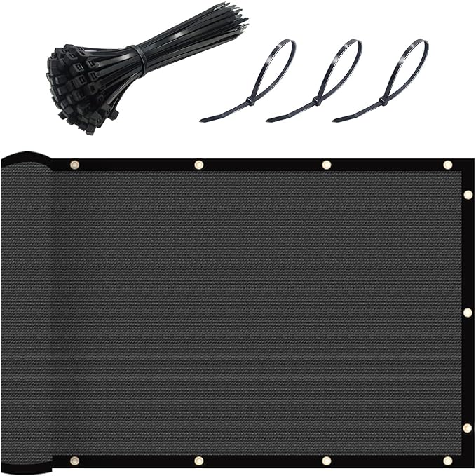 UPGRADE Fence Privacy Screen 5' x 50' Fence Commercial Shade Cover with Brass Grommets Heavy Duty Perfect for Outdoor Back Yard-Dark Grey, Customizable