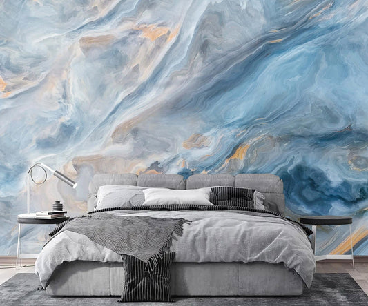 AFZEVEB-Abstract Blue Marble Wallpaper Wall murals for Bedroom 159"x107"(Not Peel and Stick)