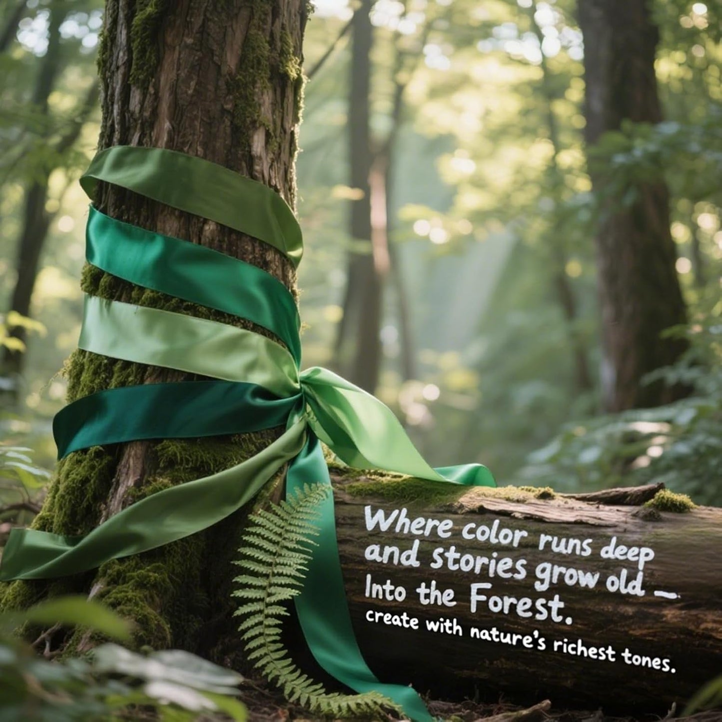 1-1/2 Inch Double Faced Satin Ribbon Set, 50 Yards Pack, Into The Forest-10 Colored Green Ribbon Bulk for Gift Wrapping, Crafts, Flower Bouquet, Eco Environment, Earthy Day, Forest Wedding