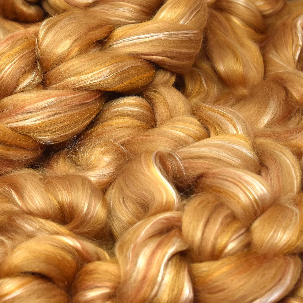 Merino Silk Luxe Tonal Designer Blend. Superfine Merino, Mulberry Silk, Tussah Silk. Top Roving for Spinning or Felting. Toffee Whisper 4oz