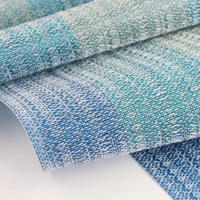 PIGCHCY 72 inches Table Runner,Table Centerpiece, Heat Resistant Vinyl Woven Washable Table Mats Sets (Coastal Blue)