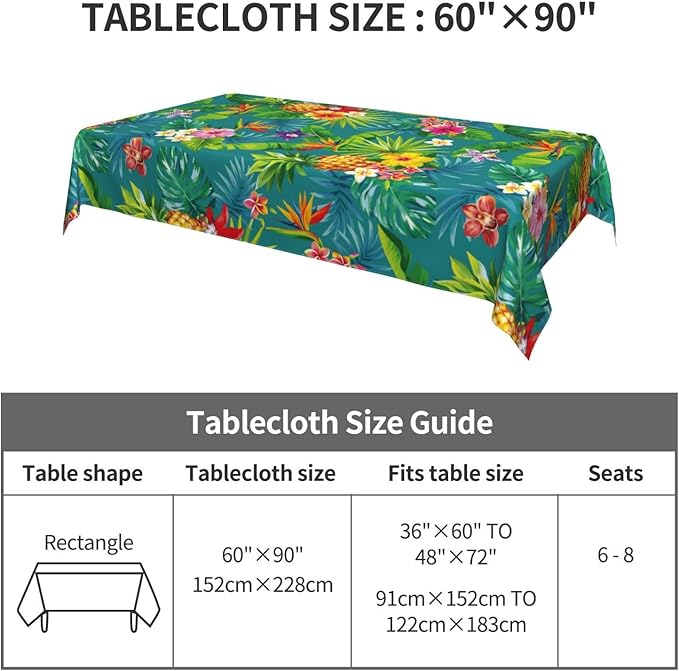 Worltoldb Pineapple Tablecloths Polyester Table Cloth for Kitchen Dinning Table Washable Tropical Table Cover for Parties Wedding Picnic