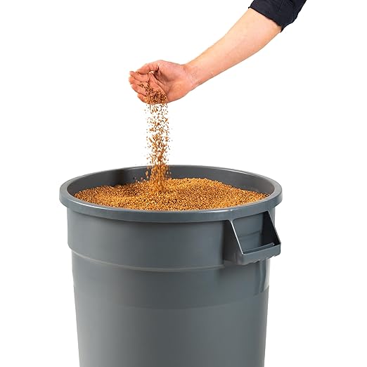 PRO&Family Commercial Round Trash Can with Lid and Dolly Rolling Waste Container, Ingredient Bin, Heavy-Duty Plastic, Anti-Static, Kitchen, Office, Outdoor Use (Gray, 20 Gallon)
