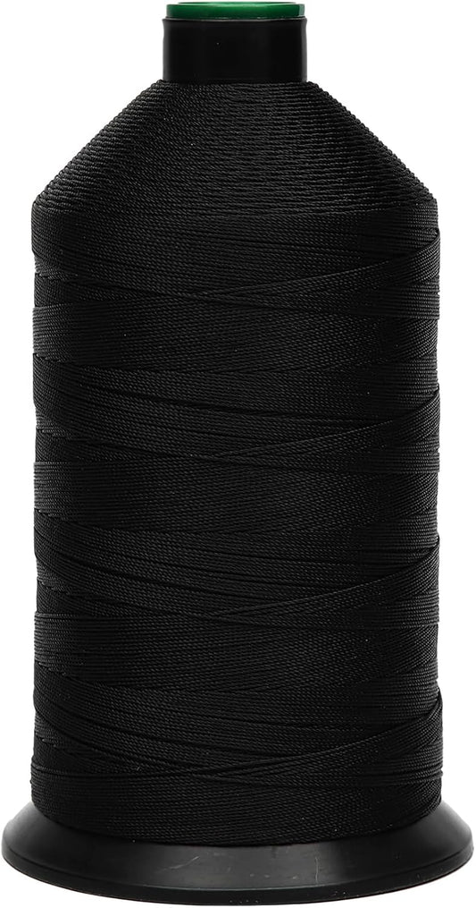 Extra Strong Bonded Nylon Thread #207 Tex210 – 16 OZ, 2000yds, Versatile Stitching Solution for Leather, Upholstery, Canvas Repair and More (Black)