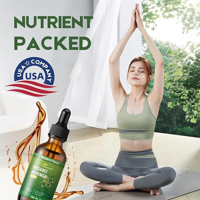 Moringa Leaf Drops with Vitamin C, Moringa Oleifera Extract Liquid Drops for Immunity Support,Antioxidant,Overall Health & Energy,Vegan Herbal Supplement 4 fl oz
