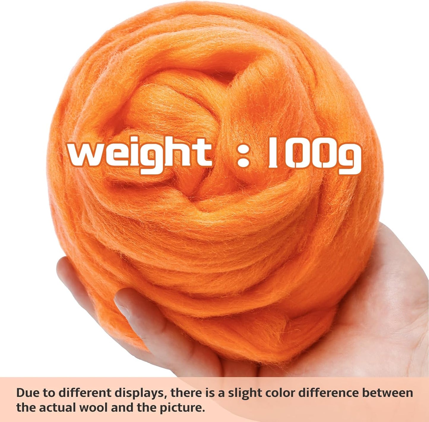 3.53oz Wool Roving Yarn, Wool Felting Supplies, Pure Wools, Chunky Yarn, Spinning Wool Roving for Needle Felting Wet Felting DIY Hand Spinning (Orange)