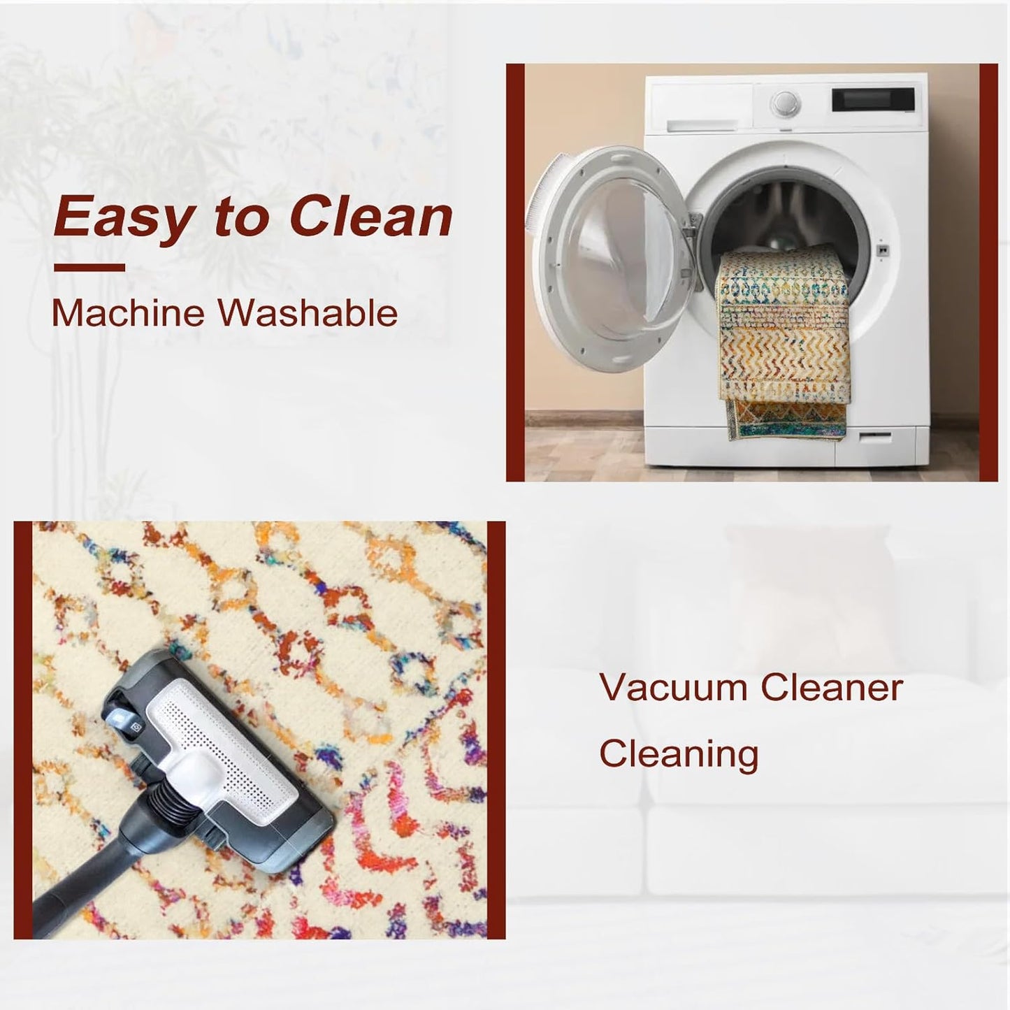 Moroccan Hallway Runner Rug 2x6, Ultra Soft Non Slip Bathroom Runner Rug, Low-Pile Washable Hallway Rug Front Door Mat Neutral Rug for Bathroom Laundry Room Bedroom