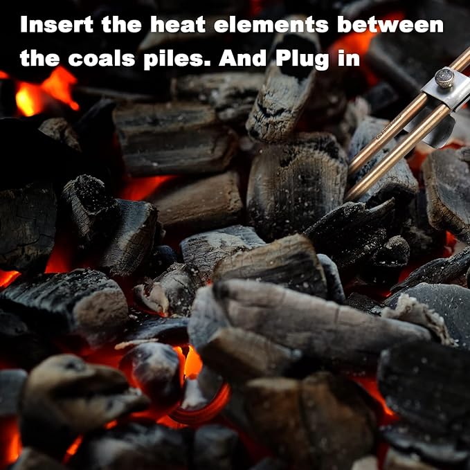 KITOSUN Electric Charcoal Starter 600W – Superior BBQ Grill Fireplace Coal Lighter Easy & Quick Ignite Briquettes |No Sparks or Flames | 304 Stainless Steel Coils Elements 5ft Long Cable (600W)