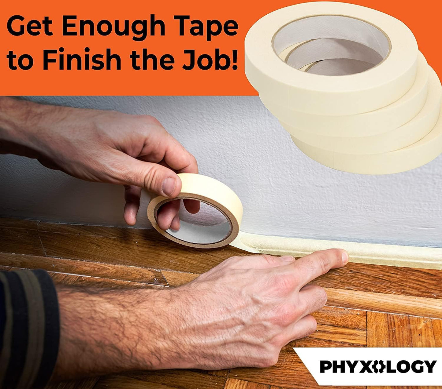 3/4 in Pro-Grade Masking Tape. 60 Yard Roll 4 Pack = 240 Yards of Multi-Use, Easy Tear Removable Tape. Great for Labeling, Painting, Packing and More. Adhesive Leaves No Residue!