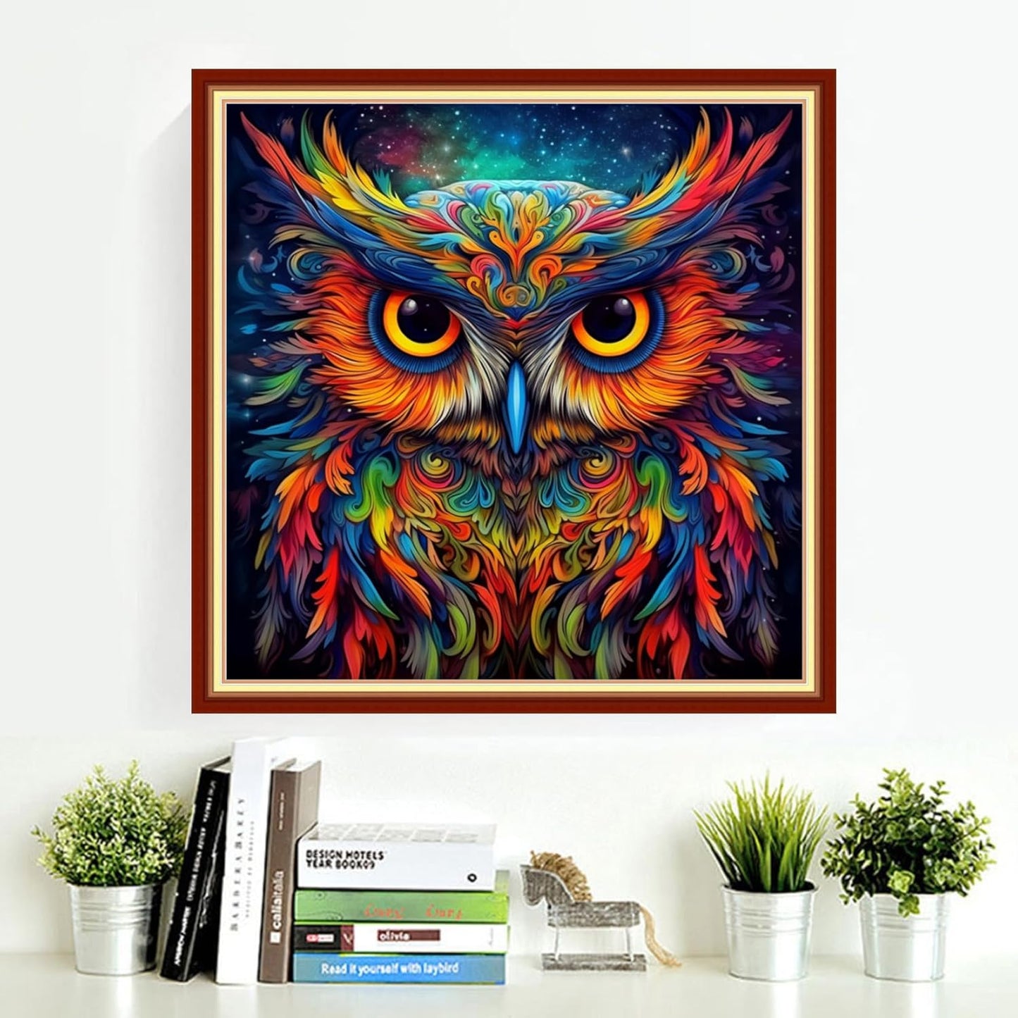 DMCVIVR Stamped Cross Stitch Kits for Adults Beginners Embroidery Kits 11CT Needlepoint Kits Cross Stitch Patterns Embroidery Patterns-Colorful Owl 18x18 inch