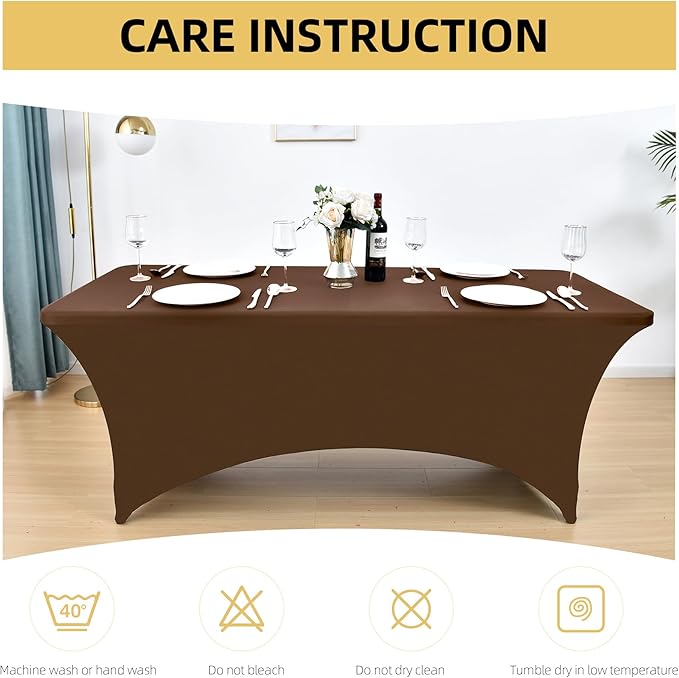 2-Pack 6ft Spandex Table Covers for Rectangle Standard Folding Tables - Wrinkle Resistant Stretch Tablecloths - Ultimate Fitted Table Protector for Parties, Trade Shows, Banquet