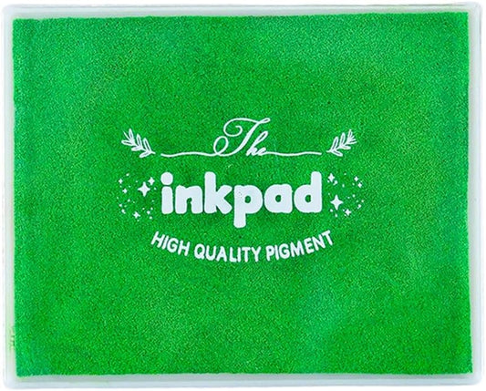 GTLZLZ Large Ink Pad for Rubber Stamps, 5" x 4" Washable Craft Stamp Pad for Kids, Fingerprint Ink Pad for Paper, Scrapbooking, Wood Fabric (Green)