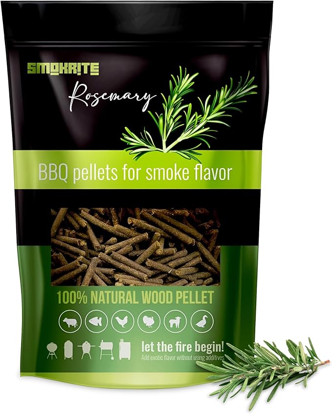 SMOKRITE Rosemary Wood Pellets for Smoker Grills, All Natural Hard Wood BBQ Pellets for Outdoor Grills, Smoke, Roast, Burns Up to 30 Hours of Smoking 0.5 kg